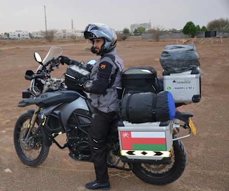 The biker rides solo