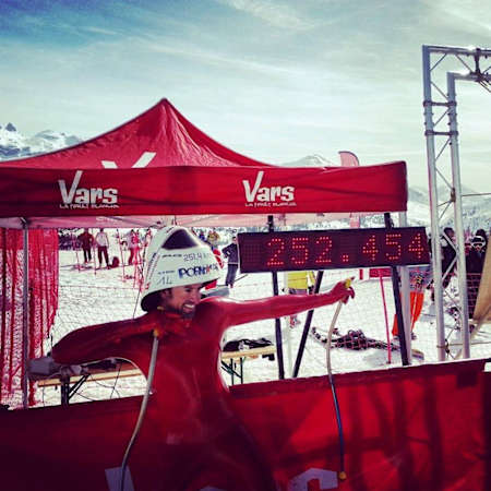 Simone Origone celebrates speed skiing world record