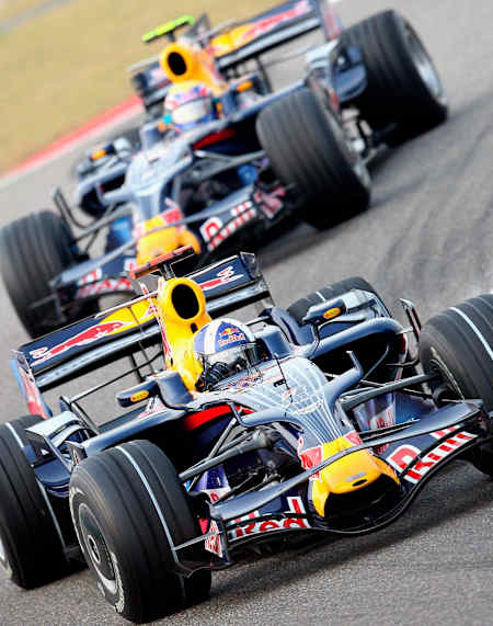 Mark Webber and David Coulthard at the 2008 Chinese Grand Prix.