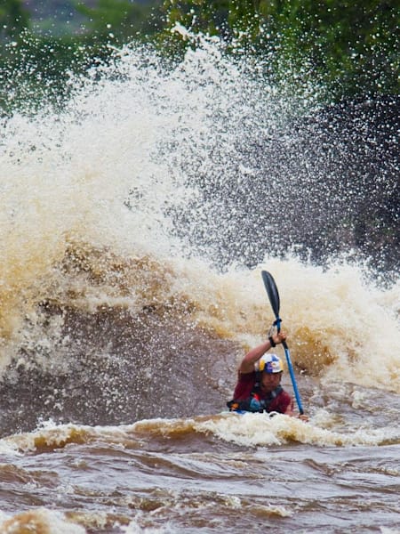 Steve Fisher kayaks on the Congo River