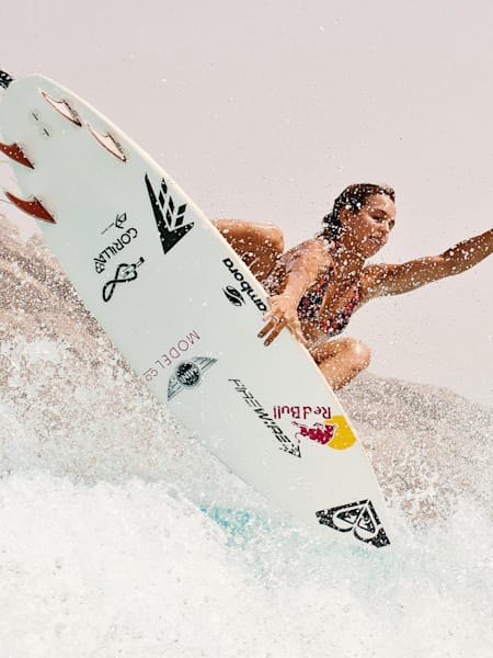 Sally Fitzgibbons surfing at the Wadi Adventure Wa
