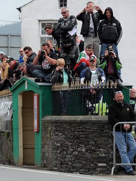 A competitor racing at the Isle of Man TT race.
