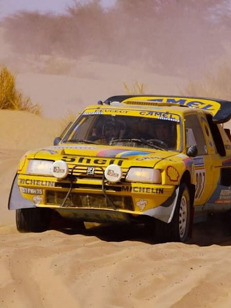 Der Peugeot 205 Turbo 16 bei seiner ersten Teilnahme - mit Sieg - bei der Dakar 1987