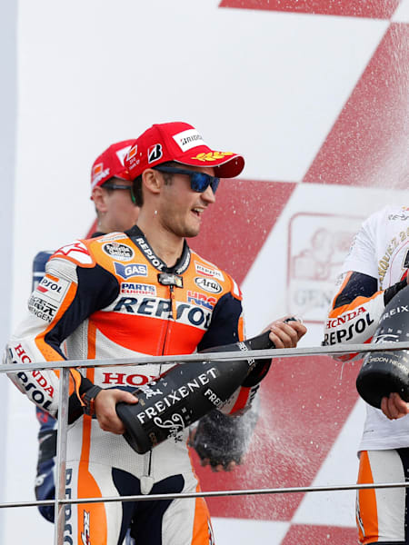 Marc Márquez et Dani Pedrosa célèbrent leur podium