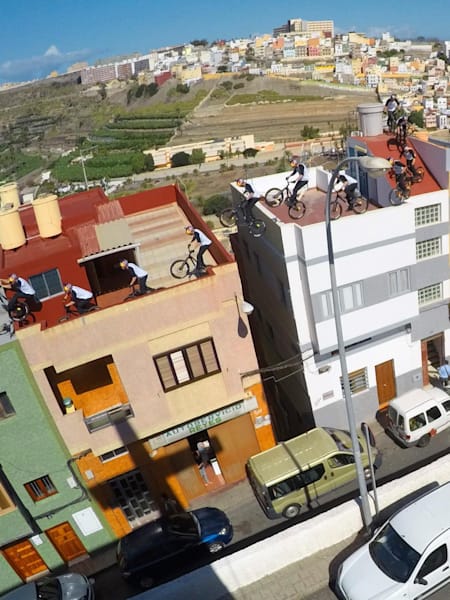 Serienshot von Trials Fahrer Danny Macaskill in seinem Video, Cascadia