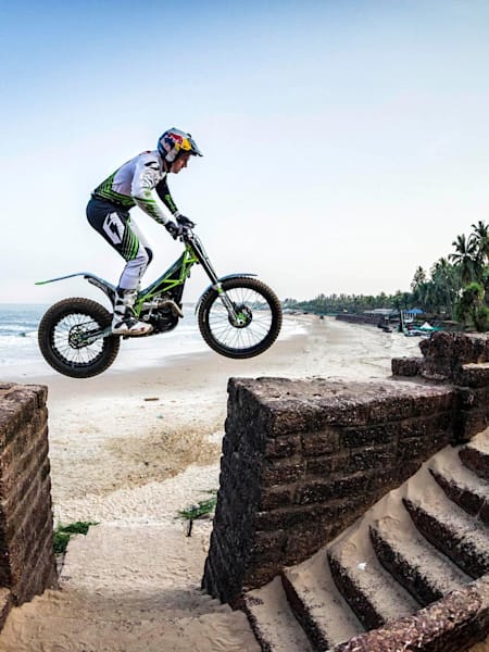 Dougie Lampkin rides in Goa, India