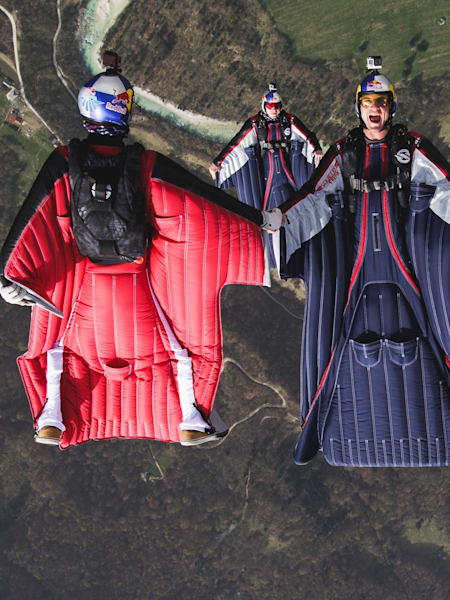 The Red Bull Skydive team tests new wingsuits