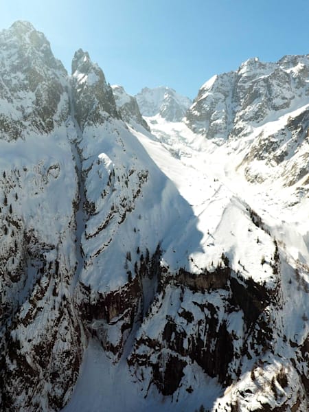 Le couloir de Saleina vu d'un drone au Mont Blanc, en France