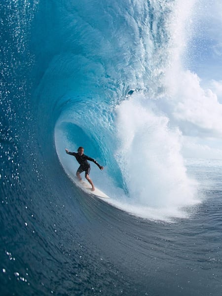 Shane Beschen inside a tube at PPass, Micronesia.