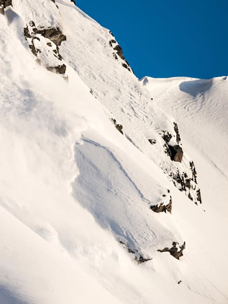 Travis Rice in an avalanche near Valdez, Alaska