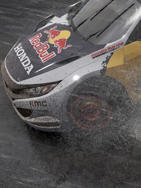 A closeup of the Honda Factory Global Rallycross Civic Coupe in Project CARS 2