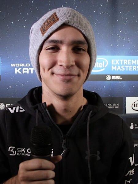 SK player Taco answering our question at IEM Katowice
