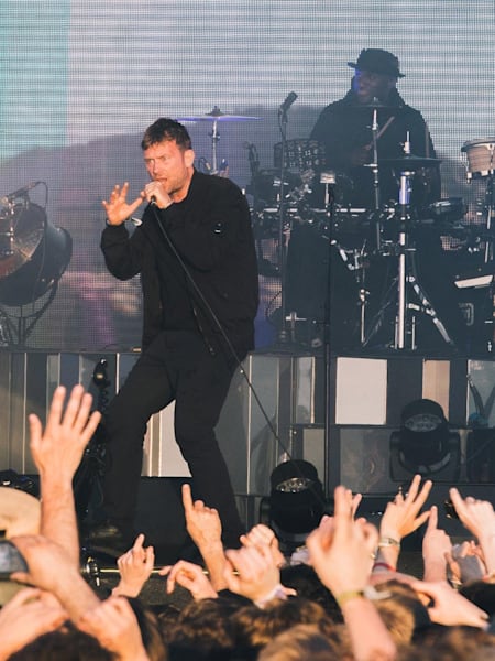 Damon Albarn of Gorillaz performs at the band's Demon Days festival in Margate, England on June 9 2017