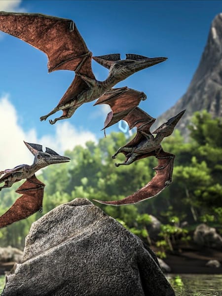 A screenshot of the world and dinosaurs of ARK: Survival Evolved