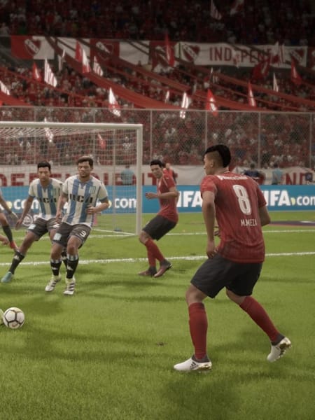 Screenshot of Ezequiel Barco making shot in the FIFA 18 video game by EA Sports.