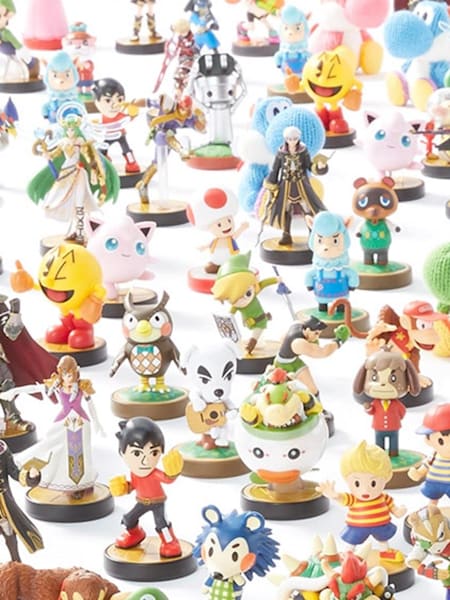 A selection of currently available amiibo figures from Nintendo.