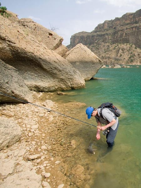 Gerald Penkler landing a large shirbot in an area we dubbed 'Bear Bank'