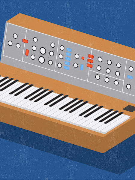 An illustration of a MiniMoog synthesiser.
