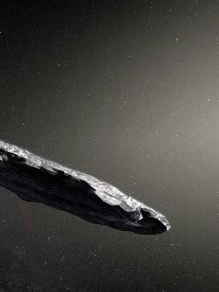 Recreación del asteroide Oumuamua.