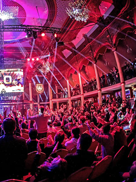 A photo from inside the Salle Wagram in Paris, France, during the Red Bull Kumite 2018 finals.