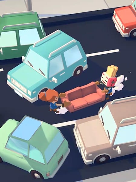 Carrying a sofa through traffic in Moving Out