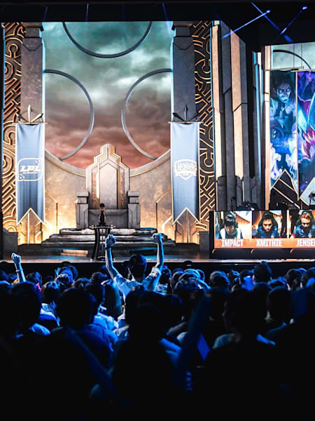 A photo of the stage at the 2019 Mid-Season Invitational