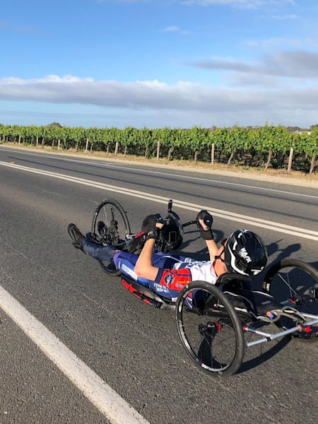 Charles Brice during his 'Wheel to Walk' fundraiser.