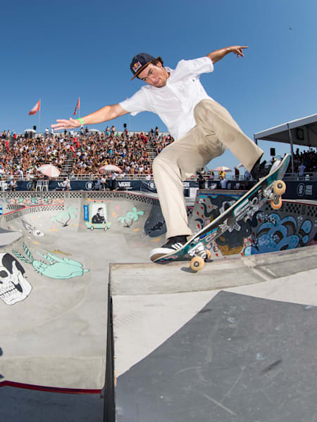 Alex Sorgente skates at the Vans Park Series in Huntington Beach, CA, USA on 5 August, 2017.