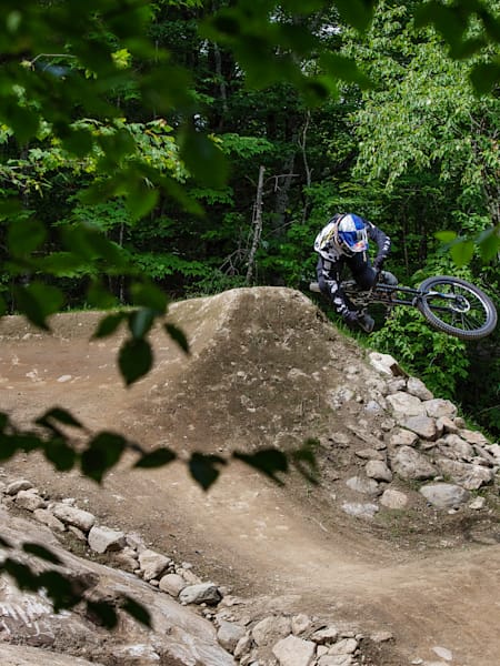 Carson Storch rides his mtb at Highland Mountain Bike Park in Northfield, NH, USA on 15 July, 2019