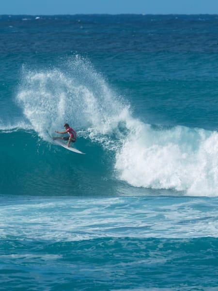 Jack Robinson surfs at the Vans World Cup of Surfing at Sunset Beach, Hawaii, USA on 3 December, 2019.