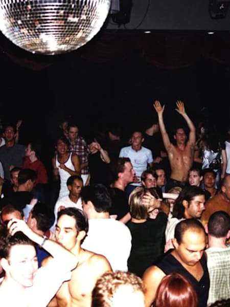 Patrons dancing at Connections Nightclub in Perth in the 1980s.