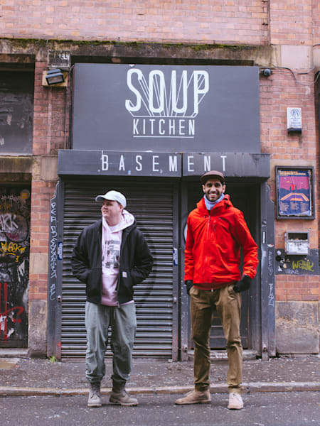 Samrai & Platt outside Soup Kitchen in Manchester