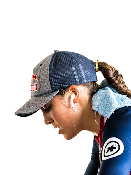 Kate Courtney at UCI MTB XCO Elite Women during the World Championships in Mont Saint Anne, Canada