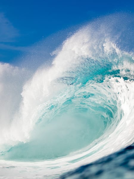 An empty wave at Banzai Pipeline at the Volcom Pipe Pro on Oahu, Hawaii