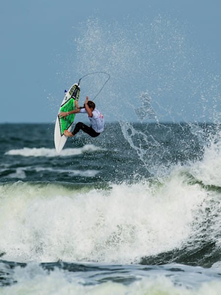 Evan Thompson competes at the Red Bull Top Whip Tow-At competition in Flagler Beach, Florida on November 9, 2013