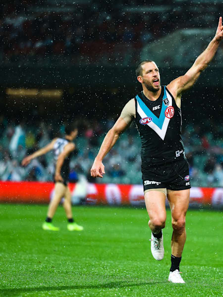 Travis Boak celebrates during a game.
