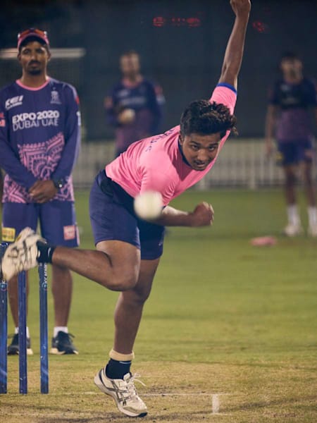 Right-handed fast bowler Mohammad Sharim in Rajasthan Royals net bowling sessions