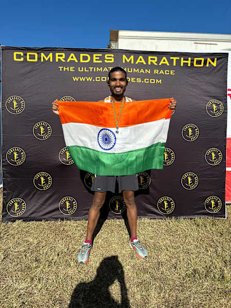 Dev Chaudhari, the fastest Indian at Comrades Marathon 2024