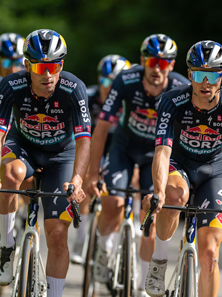 Red Bull - BORA - hansgrohe's Tour the France squad on a training ride