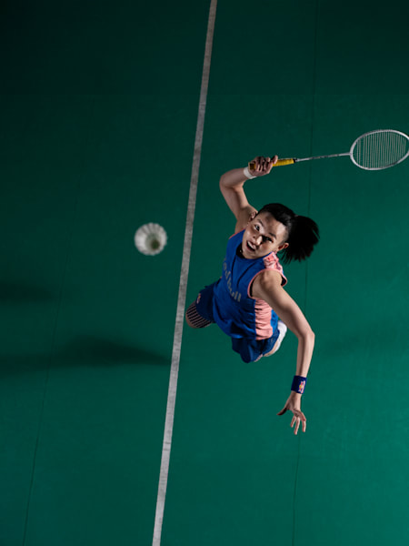  Taiwanese badminton player Tzu-ying Tai in action.