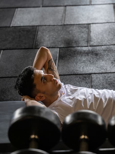 Lakshya Sen during a fitness training session in a gym