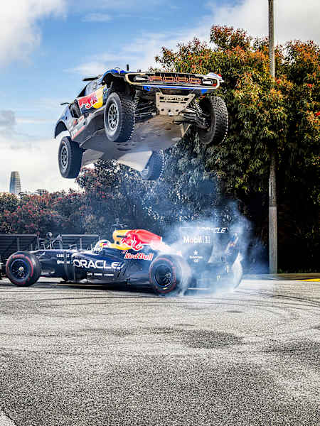 Mitch Guthrie Jr. in flight over Scott Speed