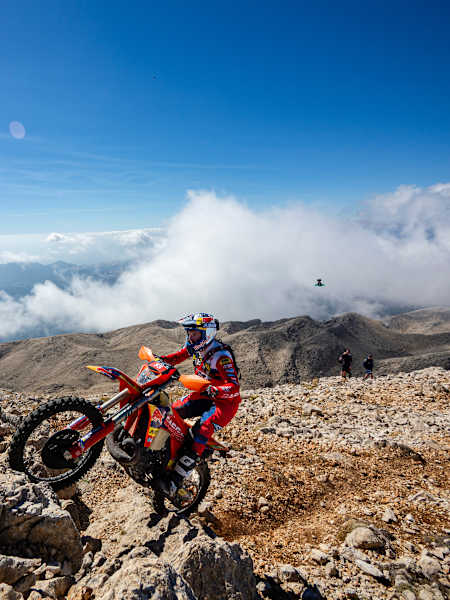 Red Bull rider Wade Young tackles the rocky mountain terrain during the 2025 FIM Hard Enduro World Championship Sea To Sky stop in Kemer, Antalya, Turkey