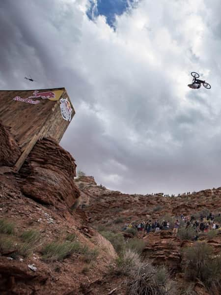 Kelly McGarry flipping the canyon gap, Rampage '13