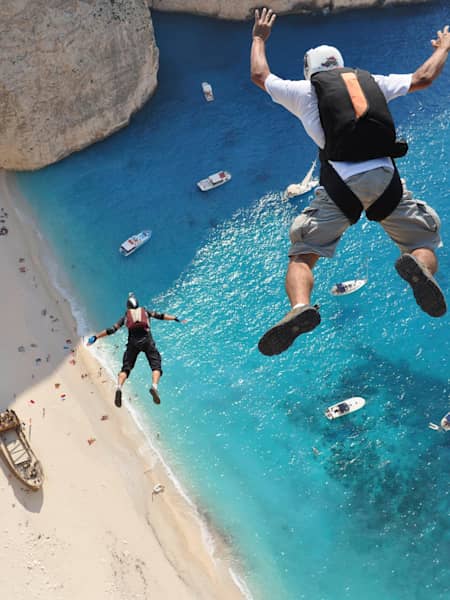 BASE jumping in Zakynthos, Greece.