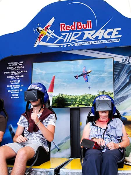 Fans try out the Red Bull Air Race simulator