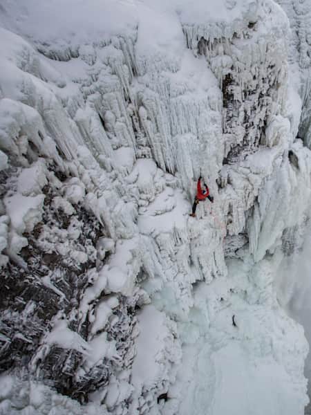 Canadian ice climb icon Will Gadd on Niagara Falls