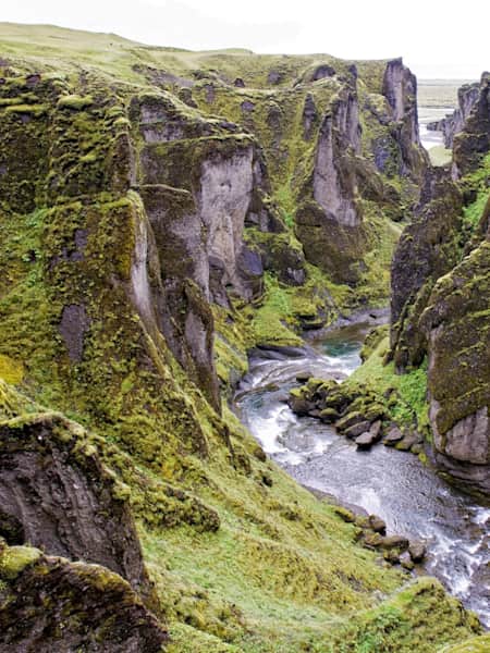 Elevated view of Fjaora river, Iceland
