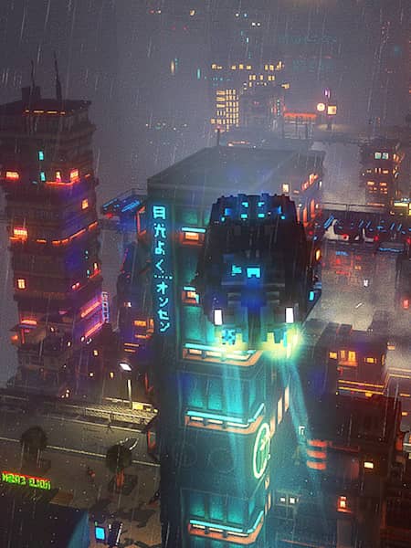 Cloudpunk definitely looks the cyberpunk part with its neo-lit cityscape