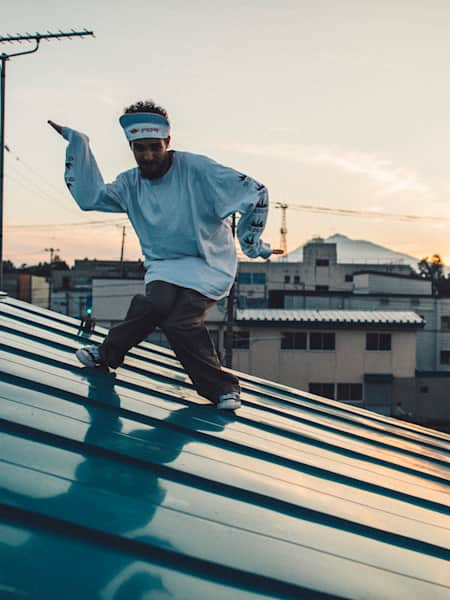 Greenteck poses for a portrait during the Red Bull Dancers Tour Japan in Hirosaki, Japan on June 28, 2019